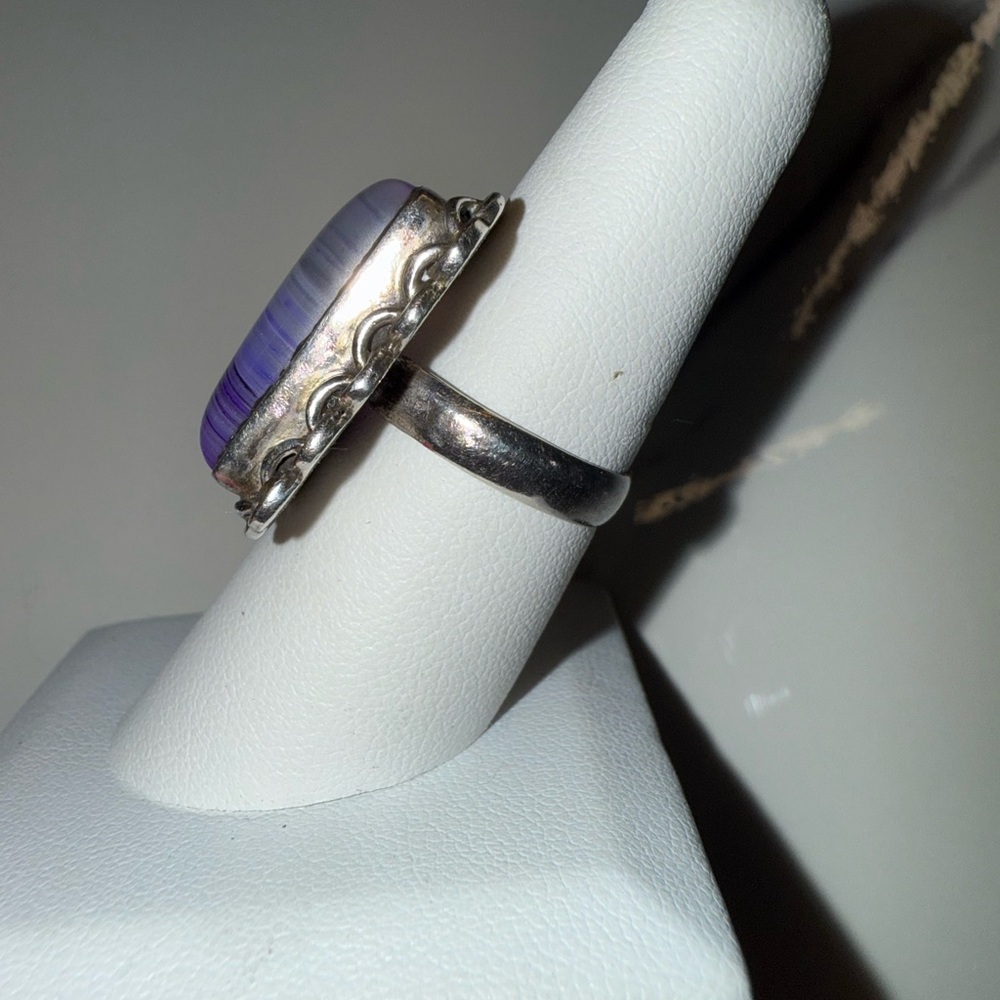 Stunning Square Amethyst Statement Ring Sterling … - image 2